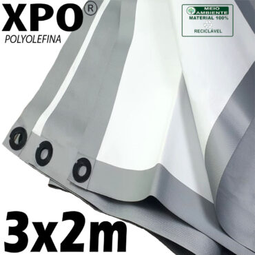 Lona 3,0 x 2,0m Loneiro Xtreme XPO Poliolefina Premium Industrial Branca Prata Anti-Chamas Impermeável Ilhós soldado por Ultrassom a cada 50cm