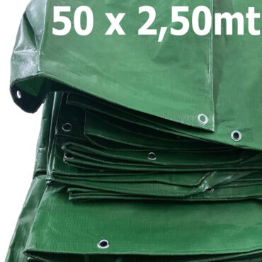 Lona: 50,0 x 2,5m Verde 300 Micras Impermeável Plástica Polietileno + Ilhos cada 50cm Fundo Quadra Tênis Escorrega Skibun Cobertura Proteção